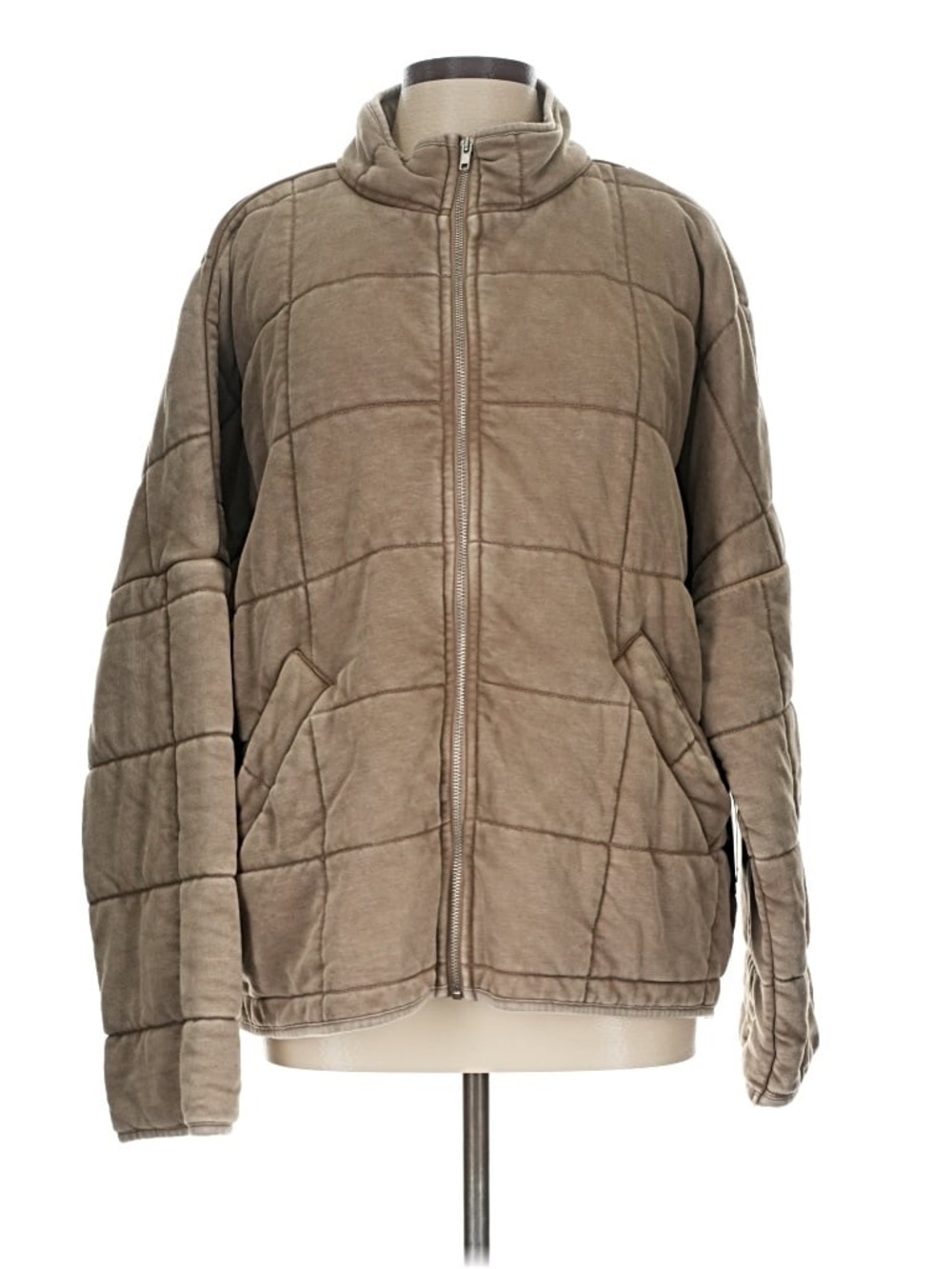forever 21 faded olive green quilted jacket size large grunge utility moto